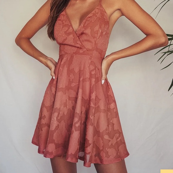 NWT Lulus Days of Beauty Pink Burnout Floral Skater Dress - Picture 2 of 3